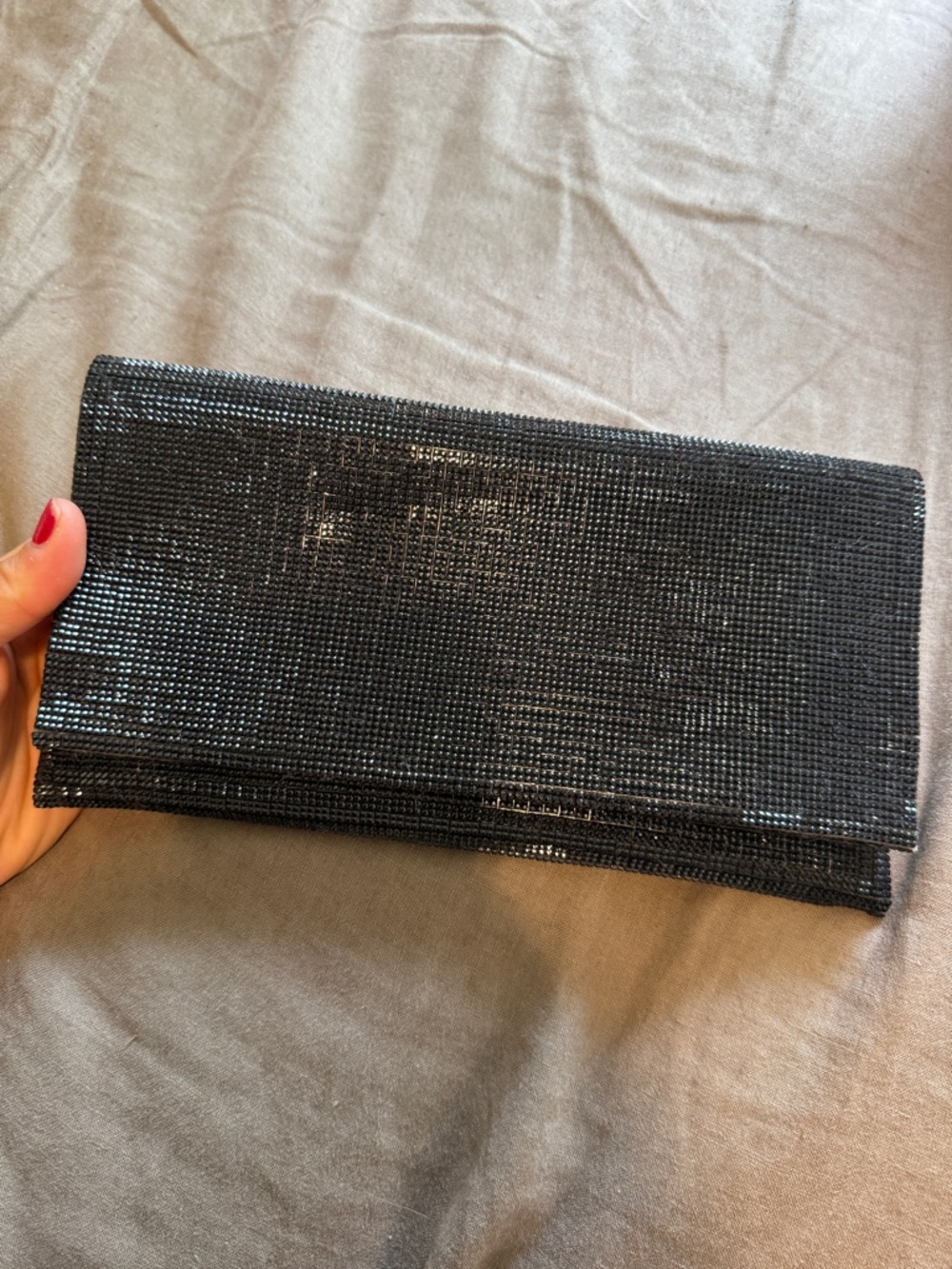 Nordstrom Black Rhinestone Mesh Evening Clutch